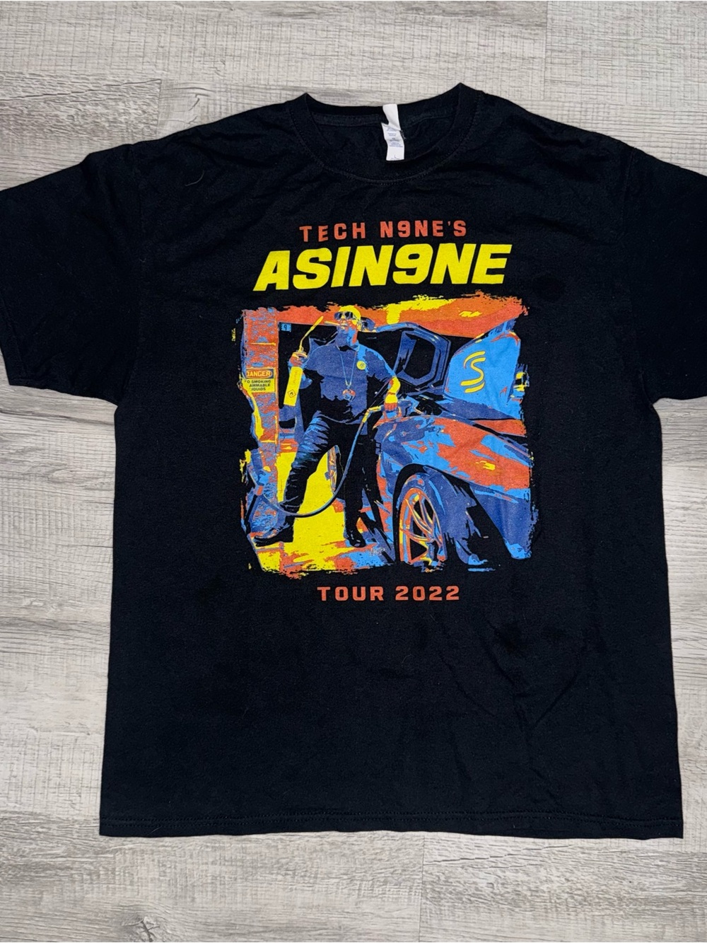 Tech N9ne Asin9ne Tour 2022 Hip Hop Tour Black Graphic T-shirt Mens Size L